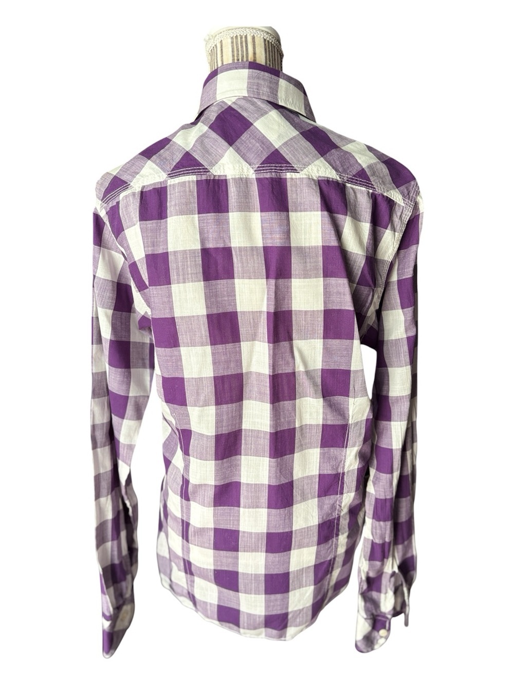 Scotch & Soda Amsterdam Purple White Plaid Button Down Shirt Long Sleeve - Picture 2 of 9